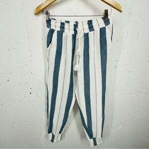 Ocean Drive Size Small Blue & White Striped Wash Texture Joggers